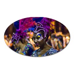 Costumed Attractive Dancer Woman At Carnival Parade Of Uruguay Oval Magnet by dflcprints