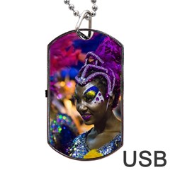 Costumed Attractive Dancer Woman At Carnival Parade Of Uruguay Dog Tag Usb Flash (two Sides)  by dflcprints
