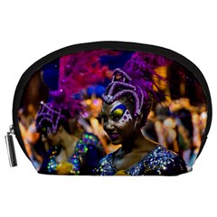 Costumed Attractive Dancer Woman At Carnival Parade Of Uruguay Accessory Pouches (large)  by dflcprints