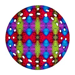 Colorful Painting Goa Pattern Round Filigree Ornament (2Side)