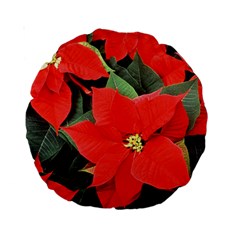 Poinsettia Standard 15  Premium Round Cushions by trendistuff