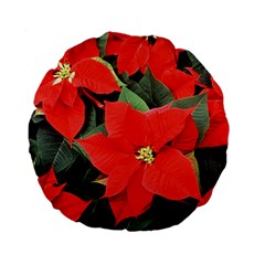 Poinsettia Standard 15  Premium Flano Round Cushions by trendistuff