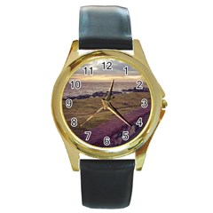 Playa Verde Coast In Montevideo Uruguay Round Gold Metal Watches by dflcprints