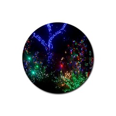 Christmas Lights 2 Rubber Coaster (round)  by trendistuff