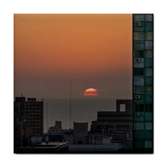 Aerial View Of Sunset At The River In Montevideo Uruguay Tile Coasters by dflcprints