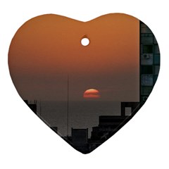 Aerial View Of Sunset At The River In Montevideo Uruguay Ornament (heart)  by dflcprints