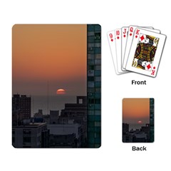 Aerial View Of Sunset At The River In Montevideo Uruguay Playing Card by dflcprints