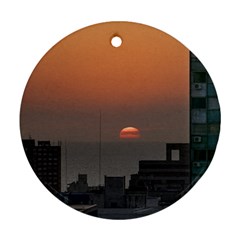 Aerial View Of Sunset At The River In Montevideo Uruguay Round Ornament (two Sides)  by dflcprints