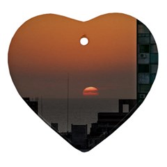 Aerial View Of Sunset At The River In Montevideo Uruguay Heart Ornament (2 Sides) by dflcprints
