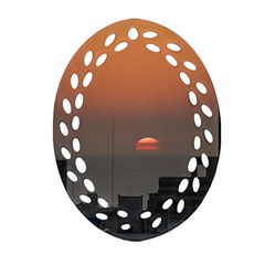 Aerial View Of Sunset At The River In Montevideo Uruguay Ornament (oval Filigree)  by dflcprints