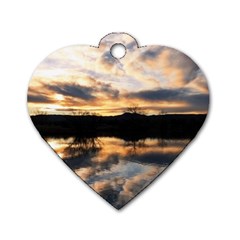 Sun Reflected On Lake Dog Tag Heart (two Sides) by trendistuff