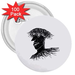 Cool Young Long Hair Man With Glasses 3  Buttons (100 Pack)  by dflcprints