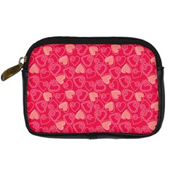 Red Pink Valentine Pattern With Coral Hearts Digital Camera Cases by ArigigiPixel