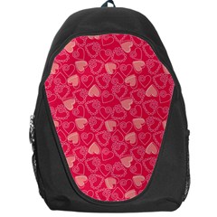 Red Pink Valentine Pattern With Coral Hearts Backpack Bag by ArigigiPixel