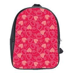 Red Pink Valentine Pattern With Coral Hearts School Bags (xl)  by ArigigiPixel