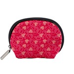 Red Pink Valentine Pattern With Coral Hearts Accessory Pouches (Small)  Front