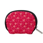 Red Pink Valentine Pattern With Coral Hearts Accessory Pouches (Small)  Back