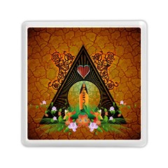 Surfing, Surfboard With Flowers And Floral Elements Memory Card Reader (square)  by FantasyWorld7