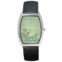 Wonderful Flowers In Soft Green Colors Barrel Metal Watches by FantasyWorld7