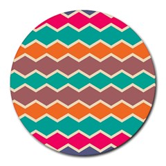 Colorful Chevrons Pattern			round Mousepad by LalyLauraFLM