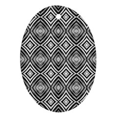 Black White Diamond Pattern Ornament (Oval) 