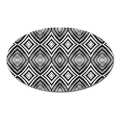 Black White Diamond Pattern Oval Magnet