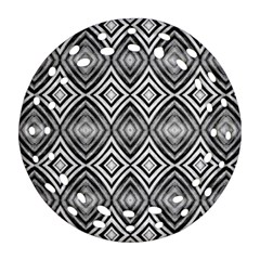 Black White Diamond Pattern Round Filigree Ornament (2Side)