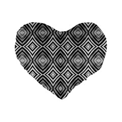 Black White Diamond Pattern Standard 16  Premium Heart Shape Cushions