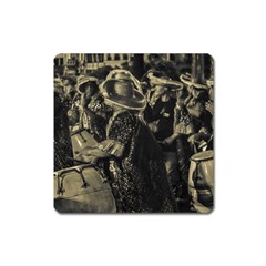 Group Of Candombe Drummers At Carnival Parade Of Uruguay Square Magnet by dflcprints