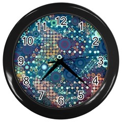 Blue Bubbles Wall Clocks (black) by KirstenStar