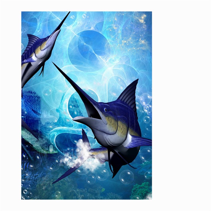 Awersome Marlin In A Fantasy Underwater World Small Garden Flag (Two Sides)