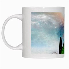 Cute Fairy In A Butterflies Boat In The Night White Mugs by FantasyWorld7