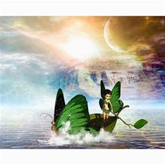 Cute Fairy In A Butterflies Boat In The Night Collage 8  X 10  by FantasyWorld7