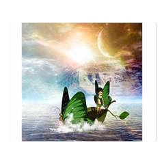 Cute Fairy In A Butterflies Boat In The Night Double Sided Flano Blanket (large)  by FantasyWorld7