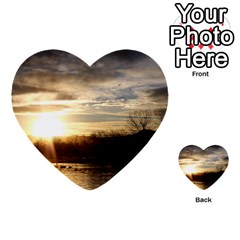 Setting Sun At Lake Multi-purpose Cards (heart) 