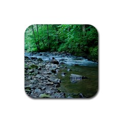 Rocky Stream Rubber Coaster (square)  by trendistuff