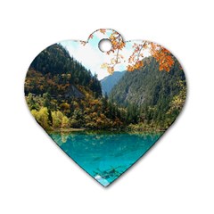 Jiuzhaigou Valley 3 Dog Tag Heart (two Sides) by trendistuff