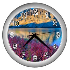 Banff National Park 1 Wall Clocks (silver)  by trendistuff