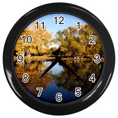 Autumn Lake Wall Clocks (black) by trendistuff