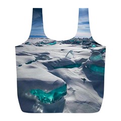 Turquoise Ice Full Print Recycle Bags (l)  by trendistuff