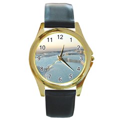 Travertine Pools Round Gold Metal Watches by trendistuff