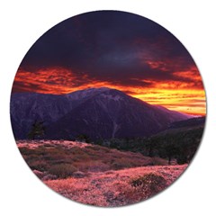 San Gabriel Mountain Sunset Magnet 5  (round)