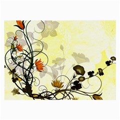 Wonderful Flowers With Leaves On Soft Background Large Glasses Cloth (2-side) by FantasyWorld7