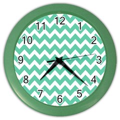 Chevron Pattern Gifts Color Wall Clocks by GardenOfOphir