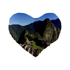 Machu Picchu Standard 16  Premium Flano Heart Shape Cushions by trendistuff