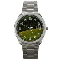 Three Crosses On A Hill Sport Metal Watches by trendistuff