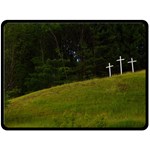 THREE CROSSES ON A HILL Fleece Blanket (Large)  80 x60  Blanket Front