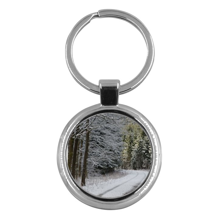 SNOW ON ROAD Key Chains (Round) 