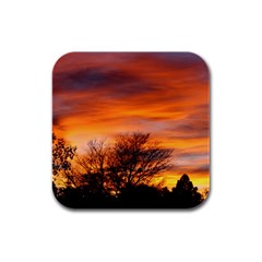 Orange Sunset Rubber Square Coaster (4 Pack)  by trendistuff