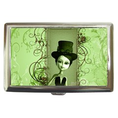 Cute Girl With Steampunk Hat And Floral Elements Cigarette Money Cases